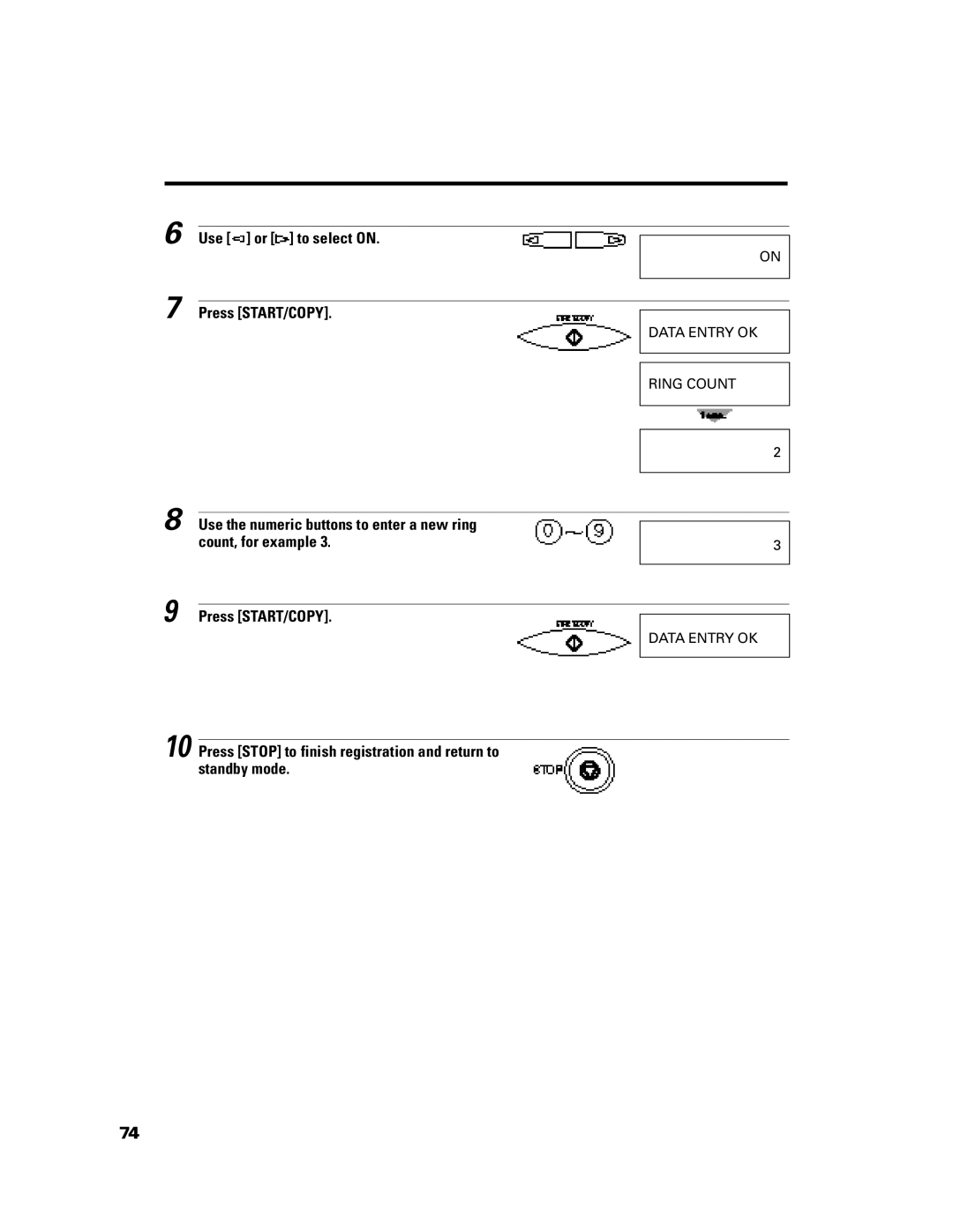 Canon B640 manual Press Stop to finish registration and return to standby mode 