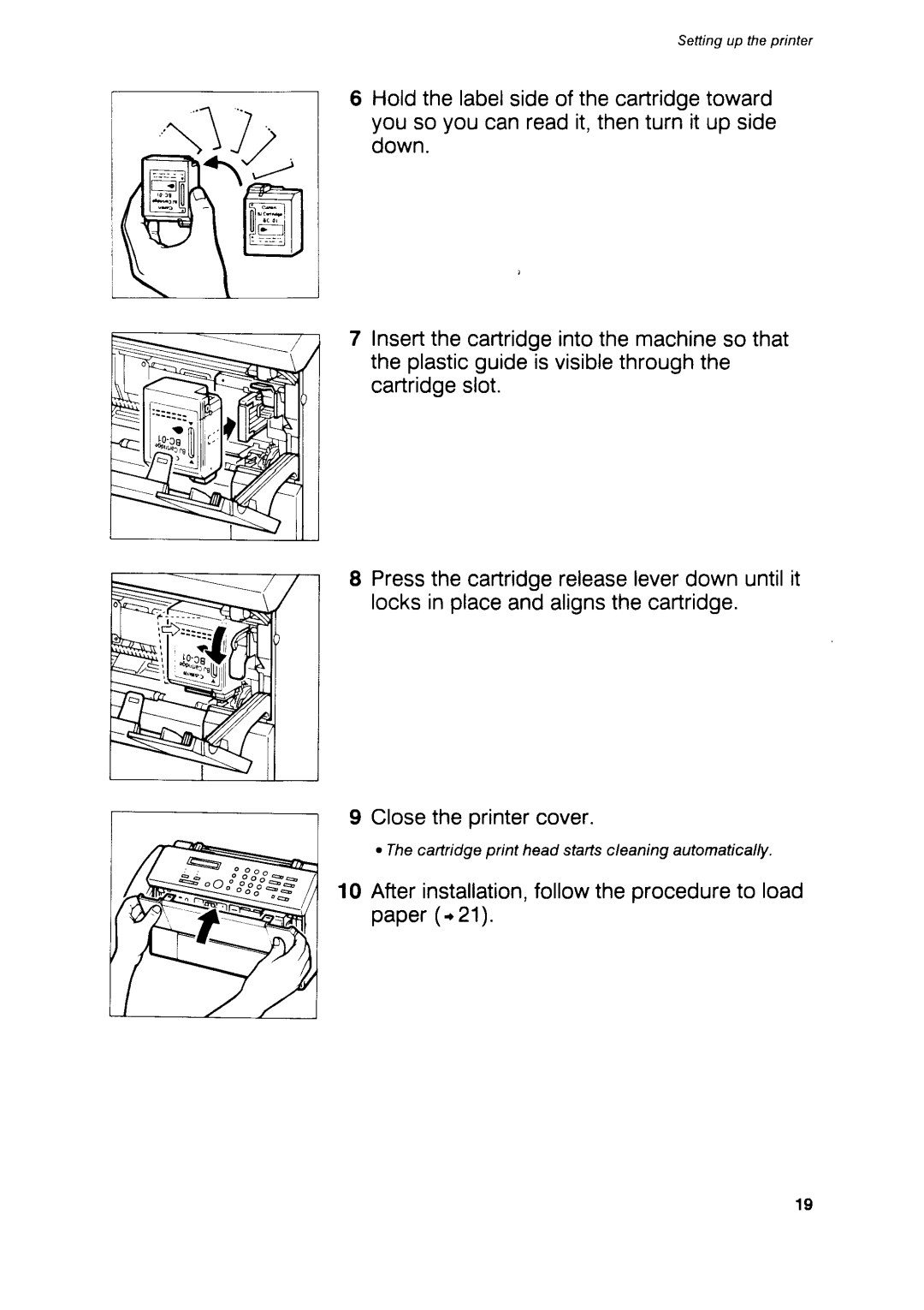 Canon B75 manual Afterinstallation,followtheprocedureto load paper.21 