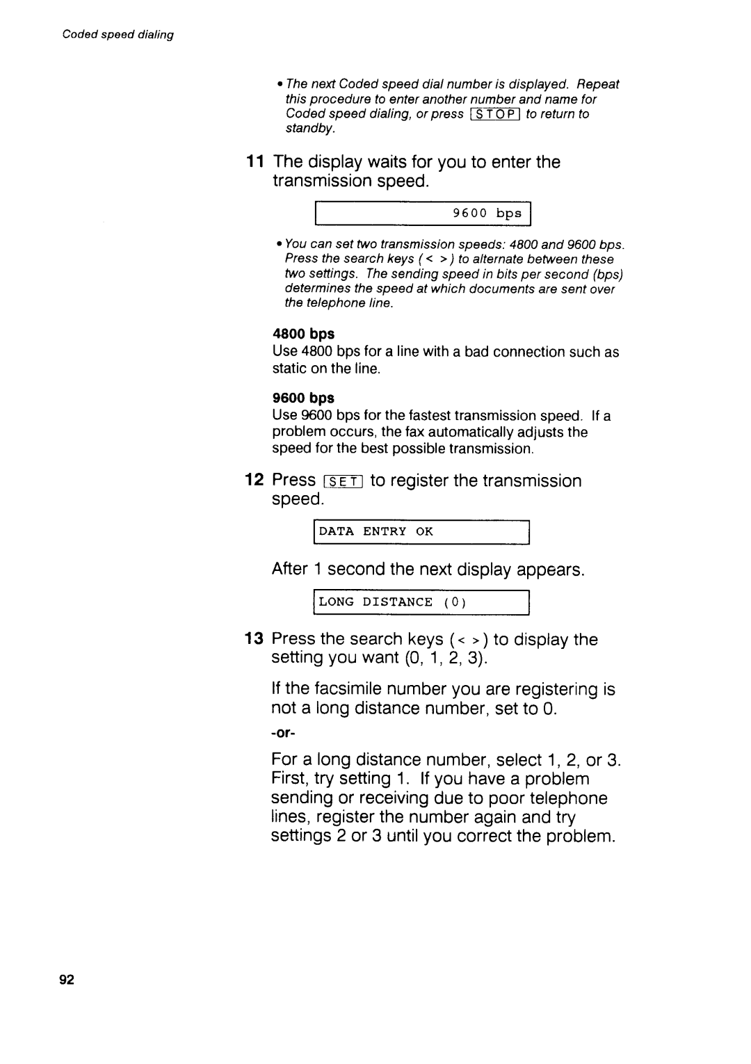 Canon B75 manual Pressrc-ff-to registerthetransmission speed, After1 secondthenextdisplayappears 