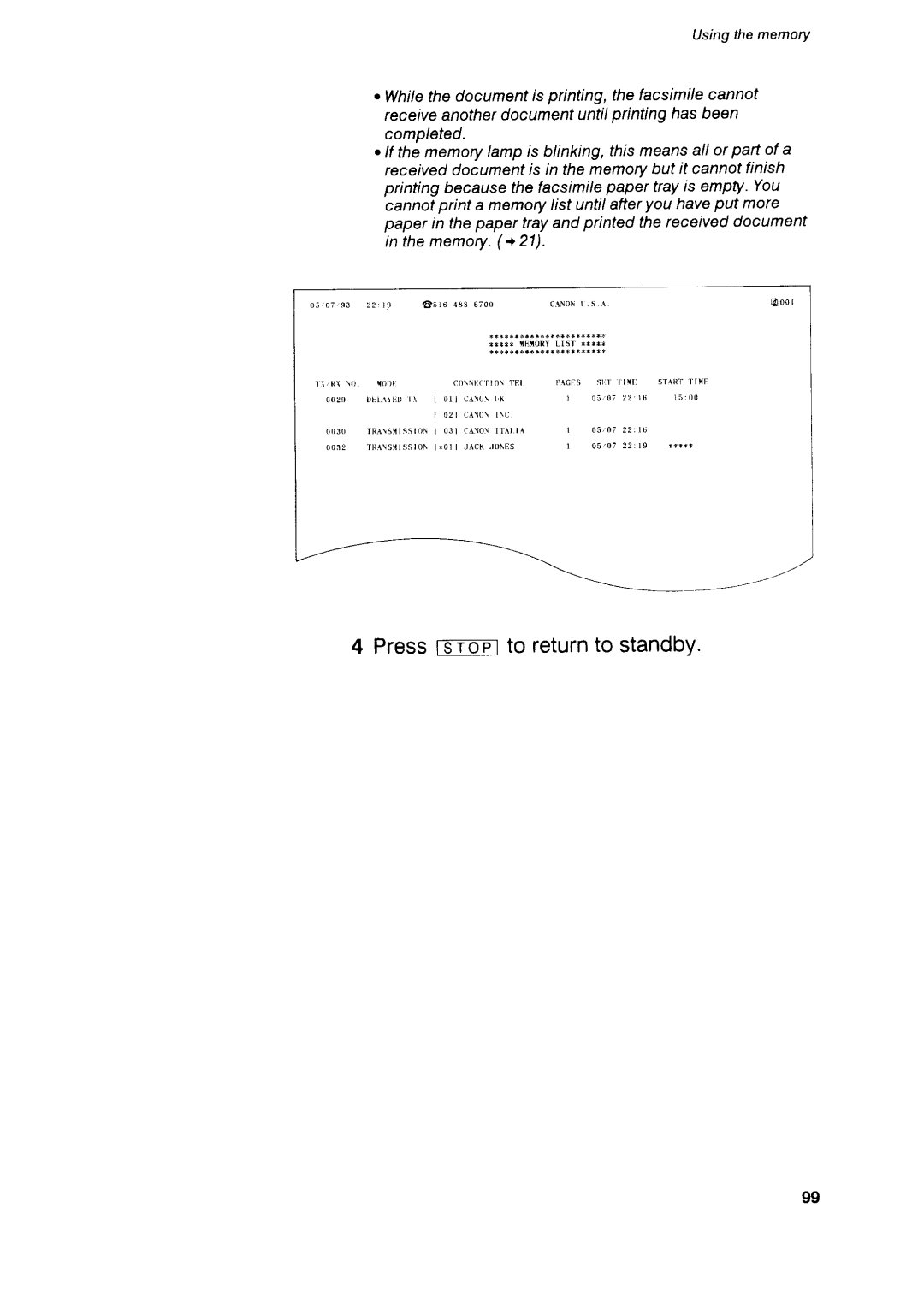 Canon B75 manual Pressfs-r-otrlto returnto standby 