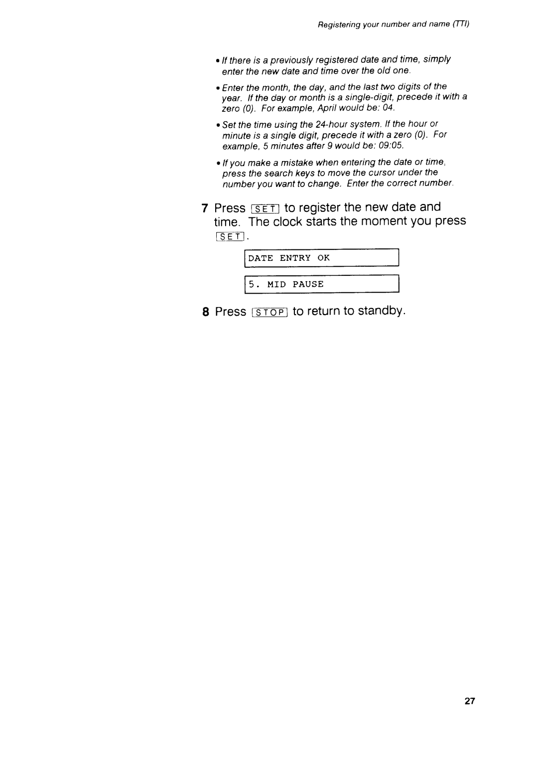 Canon B75 manual PresstsToFto returnto standby 