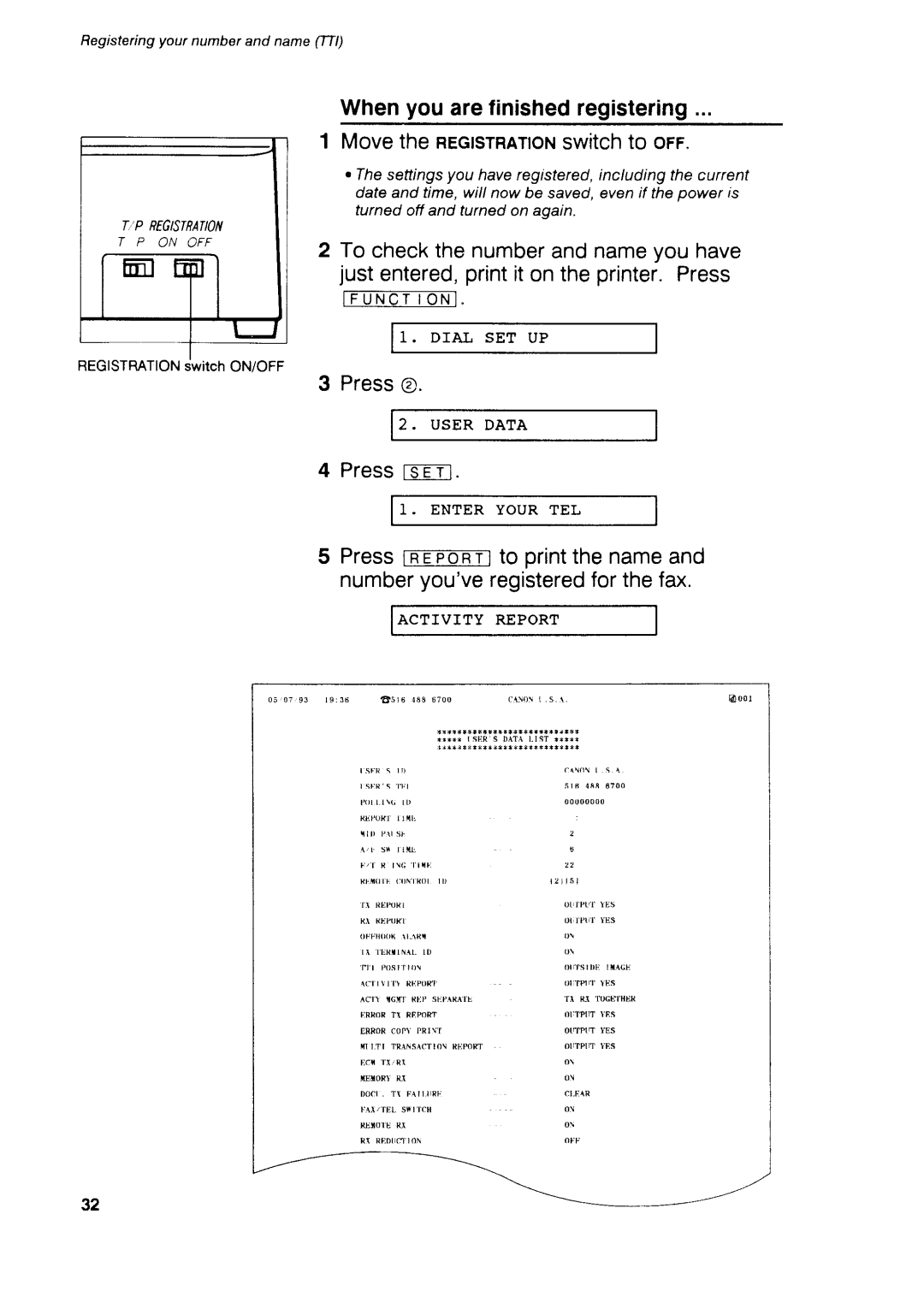 Canon B75 manual PressrcET, Activity Report 