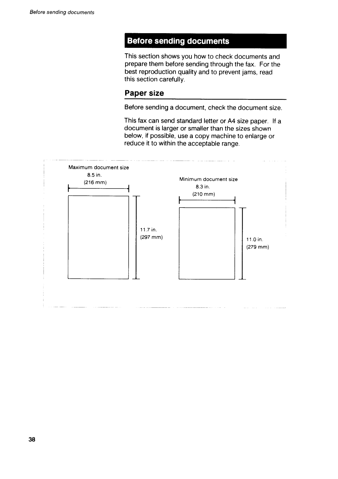 Canon B75 manual Papersize 