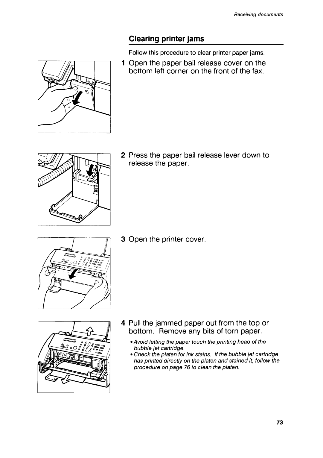 Canon B75 manual Clearingprinterjams 