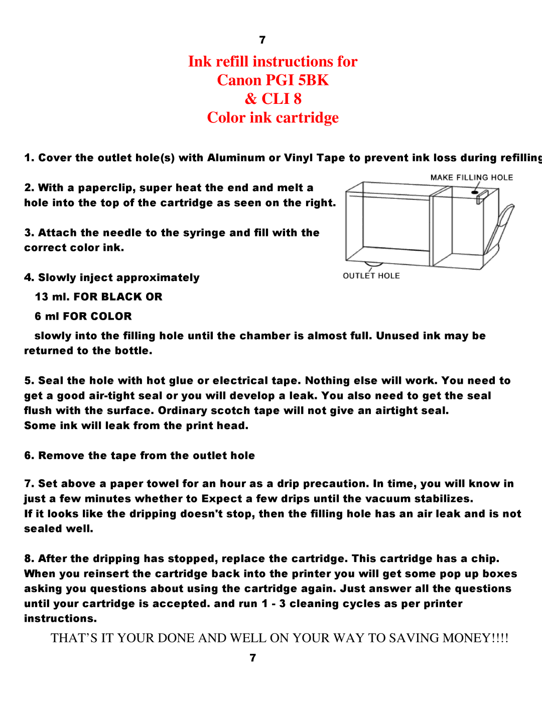 Canon BCI-21 manual THAT’S IT Your Done and Well on Your WAY to Saving Money 