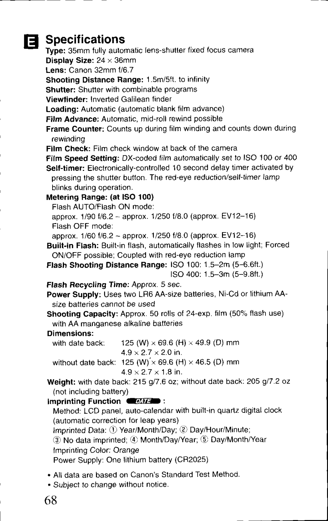 Canon BF-80 manual 