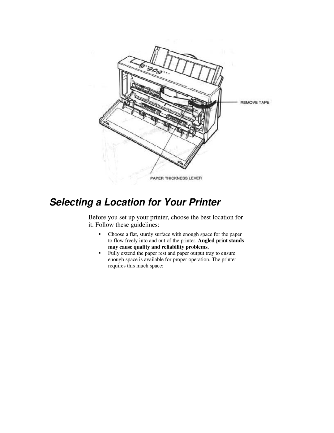 Canon BJ-200ex manual Selecting a Location for Your Printer 