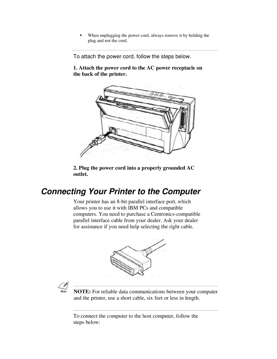 Canon BJ-200ex manual Connecting Your Printer to the Computer 