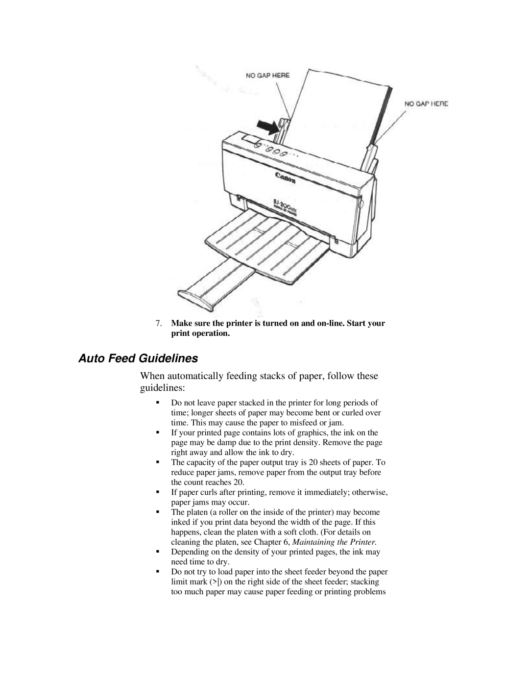 Canon BJ-200ex manual Auto Feed Guidelines 