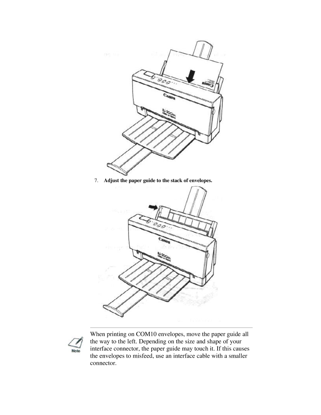 Canon BJ-200ex manual Adjust the paper guide to the stack of envelopes 