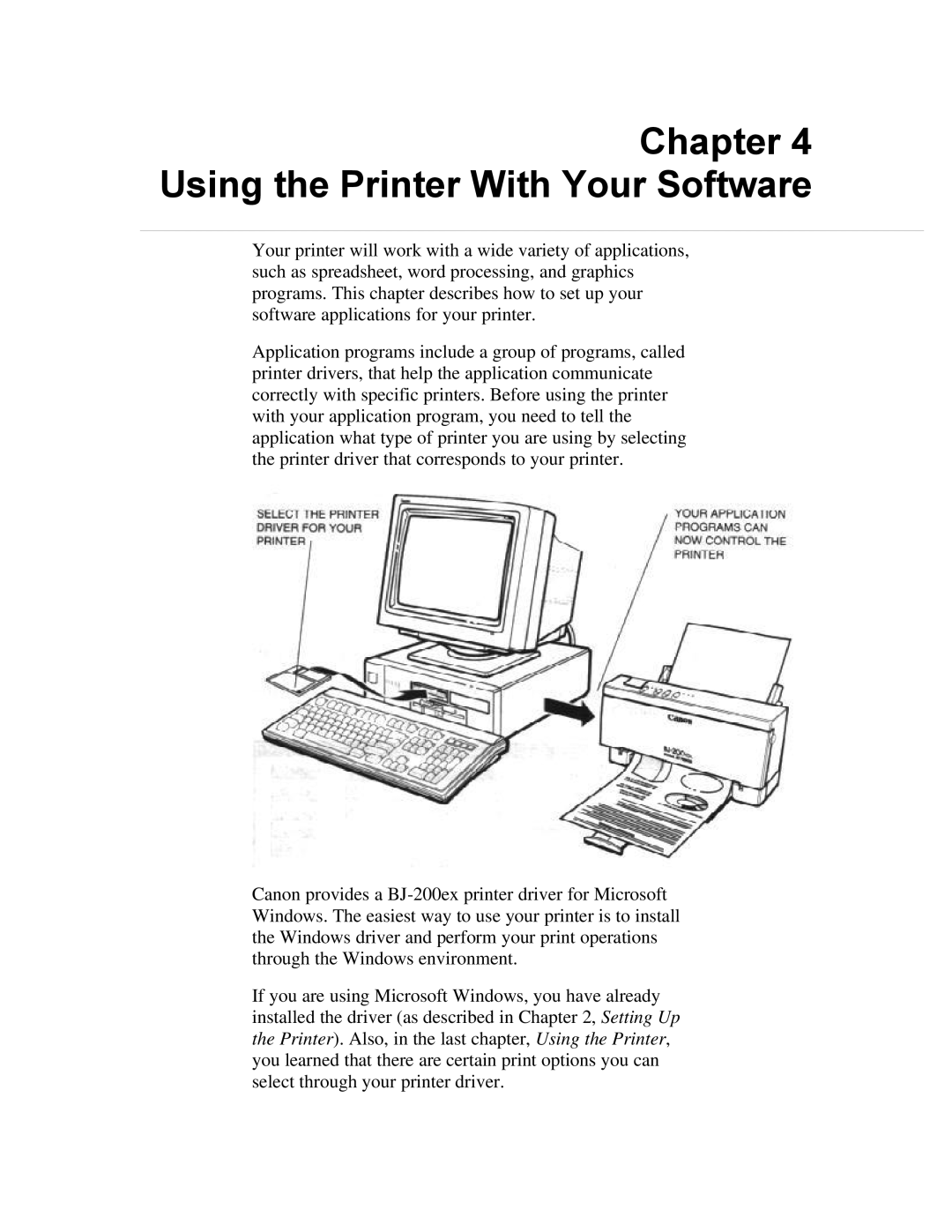 Canon BJ-200ex manual Chapter Using the Printer With Your Software 