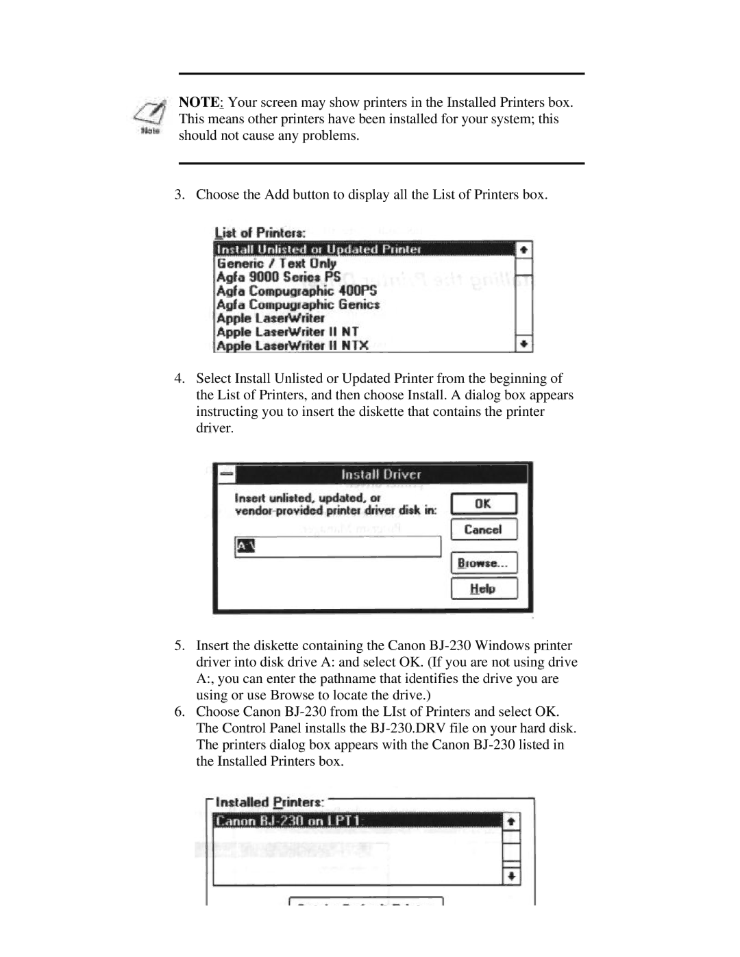 Canon BJ-230 user manual 