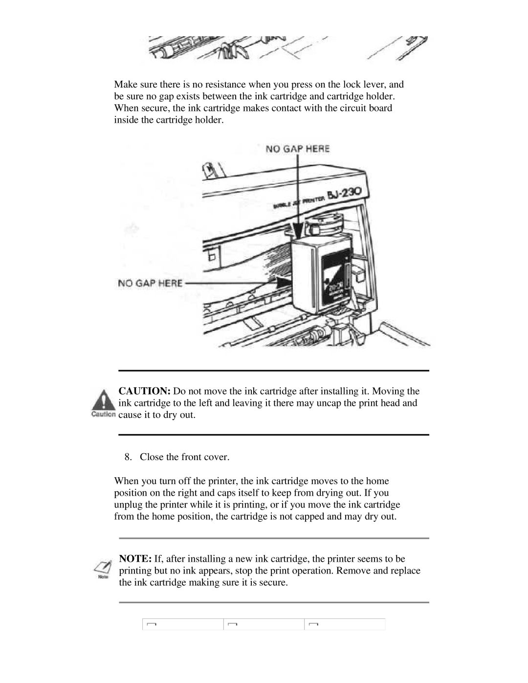 Canon BJ-230 user manual Close the front cover 