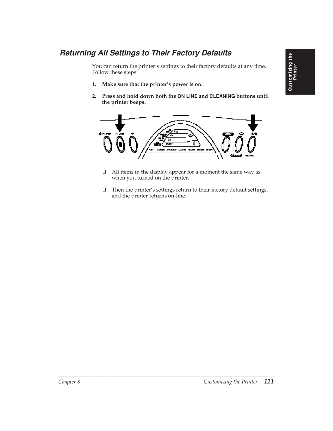 Canon BJ-30 manual Returning All Settings to Their Factory Defaults 