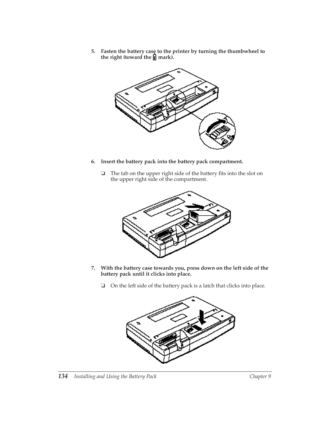 Canon BJ-30 manual Installing and Using the Battery Pack 