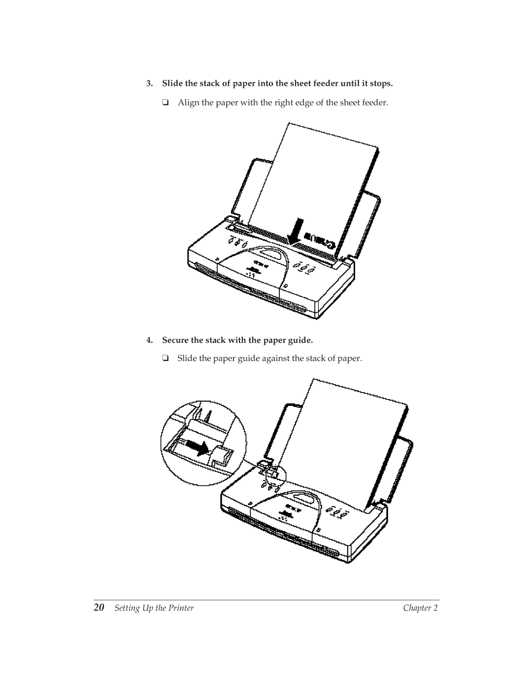 Canon BJ-30 manual Secure the stack with the paper guide 