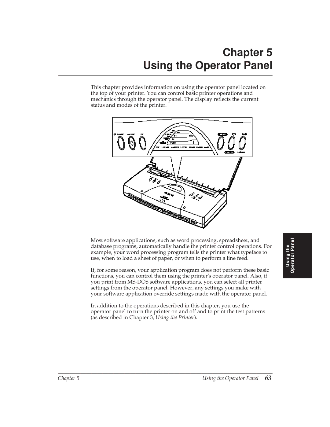 Canon BJ-30 manual Chapter Using the Operator Panel 