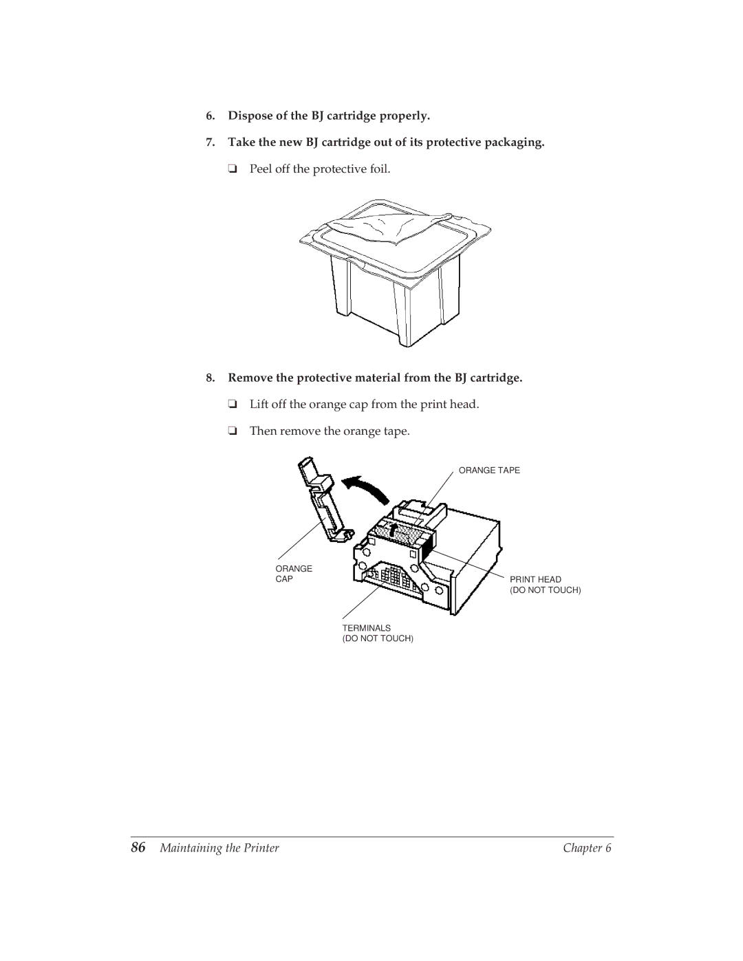 Canon BJ-30 manual Remove the protective material from the BJ cartridge 