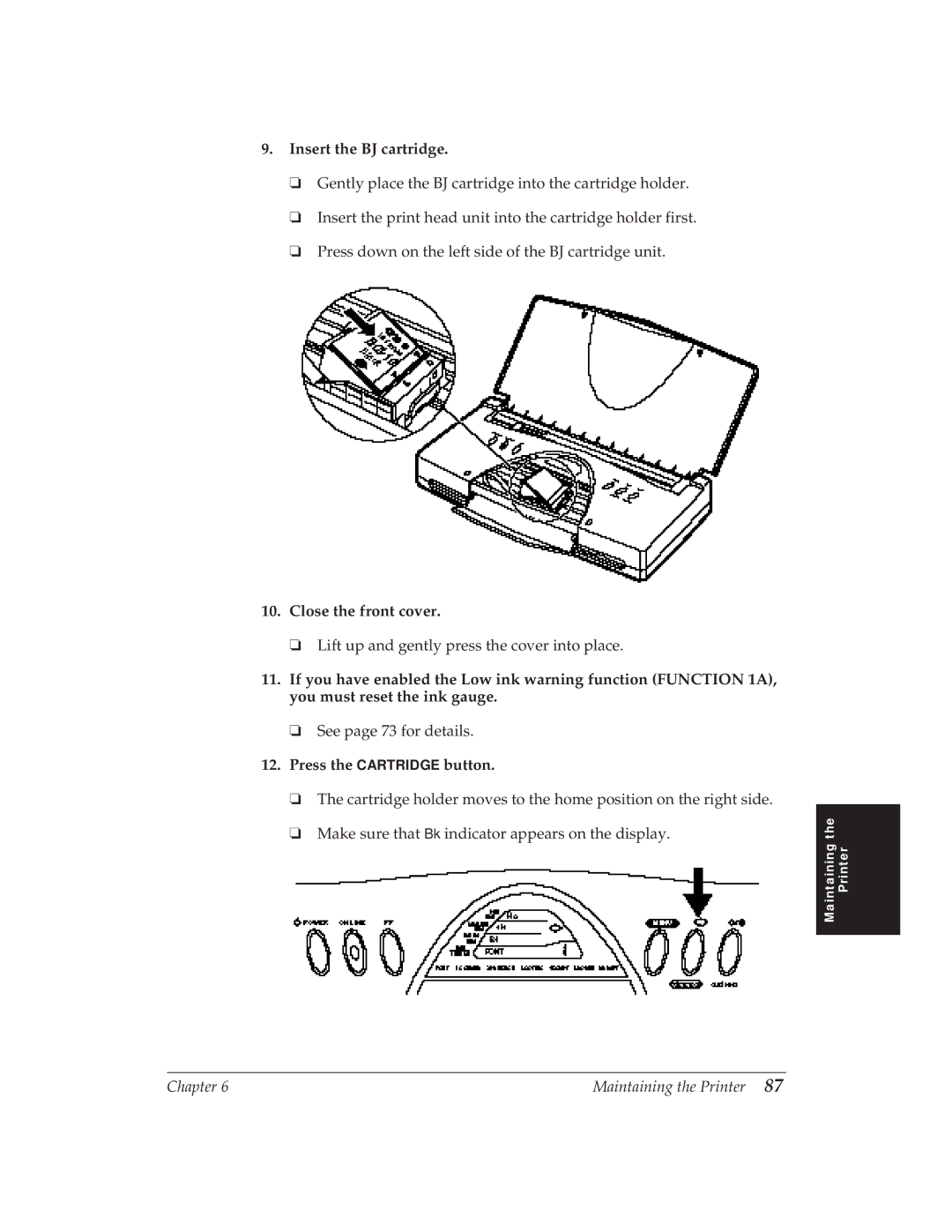 Canon BJ-30 manual Maintaining Printer 