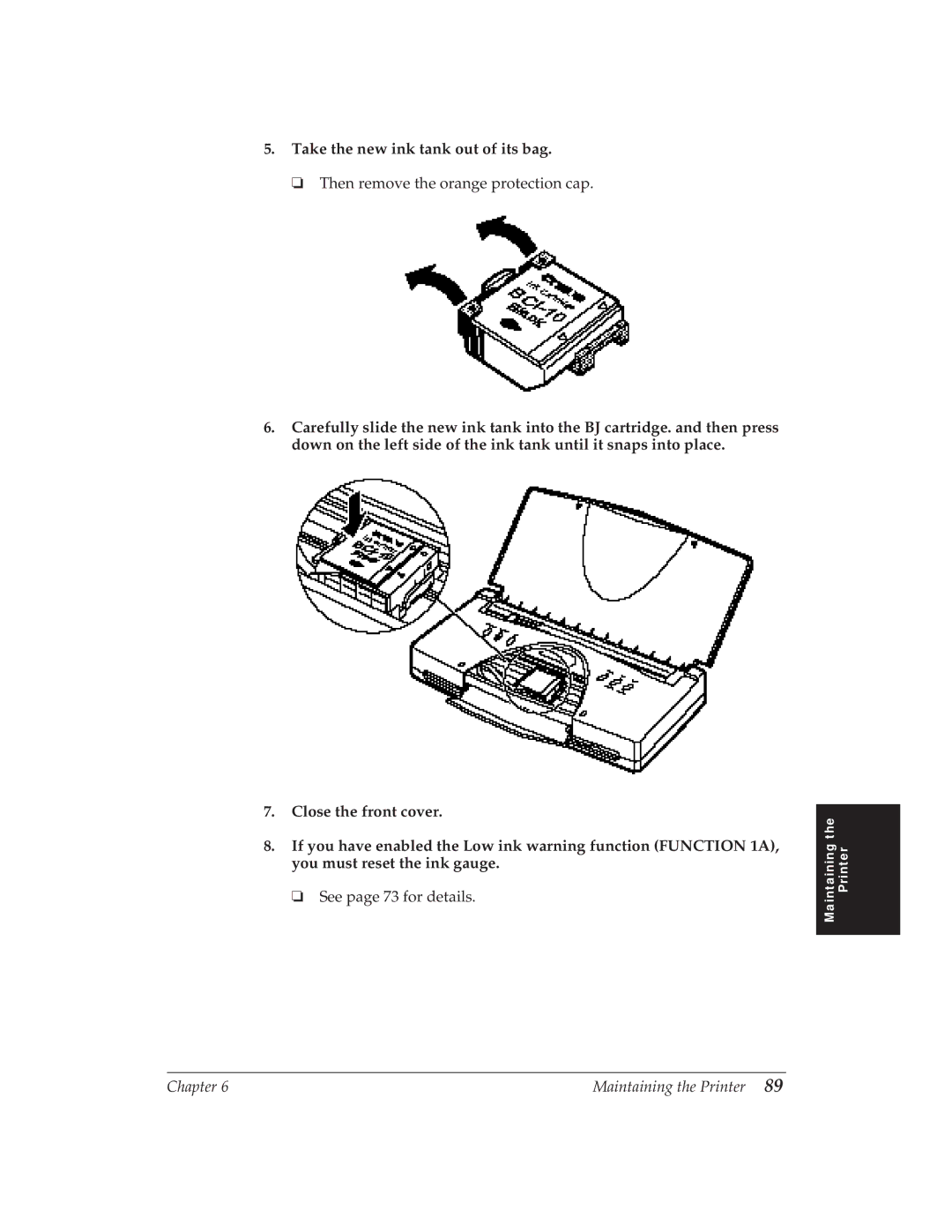 Canon BJ-30 manual Take the new ink tank out of its bag 