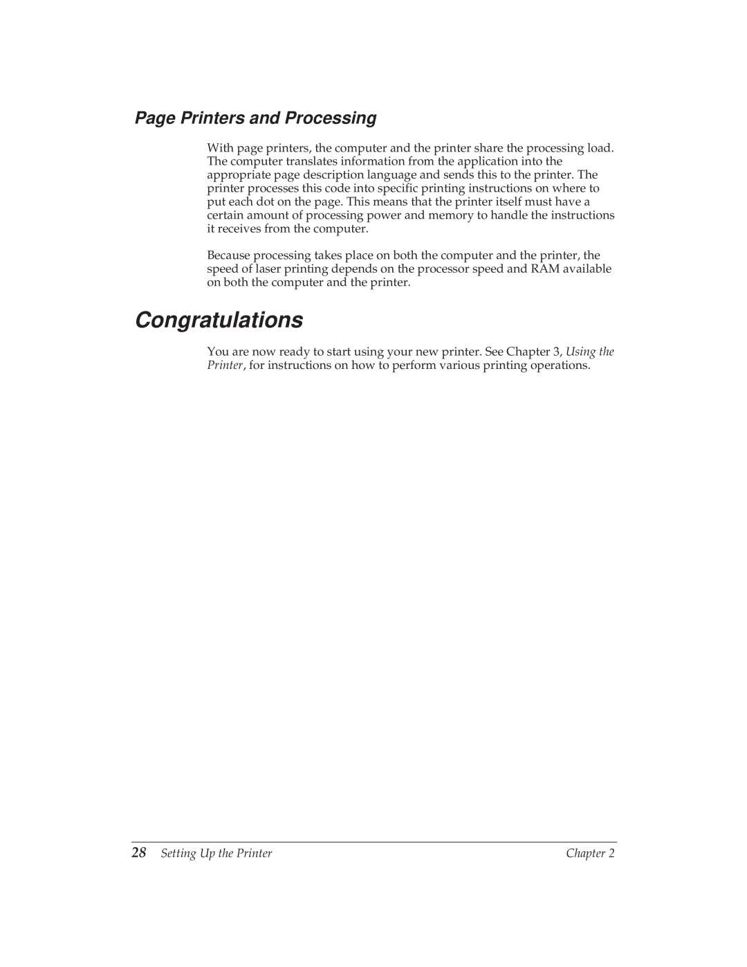 Canon BJ-30 manual Congratulations, Page Printers and Processing 