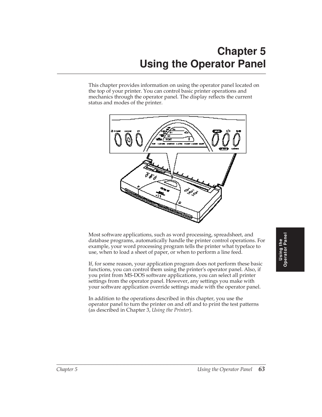 Canon BJ-30 manual Chapter Using the Operator Panel 