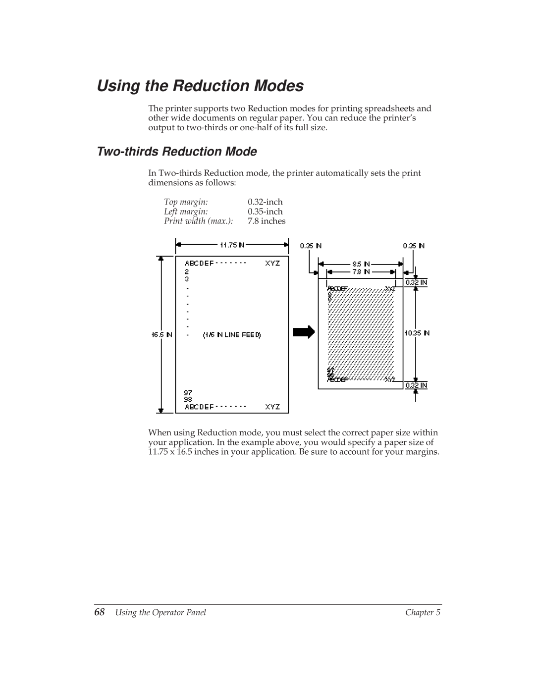 Canon BJ-30 manual Using the Reduction Modes, Two-thirds Reduction Mode 