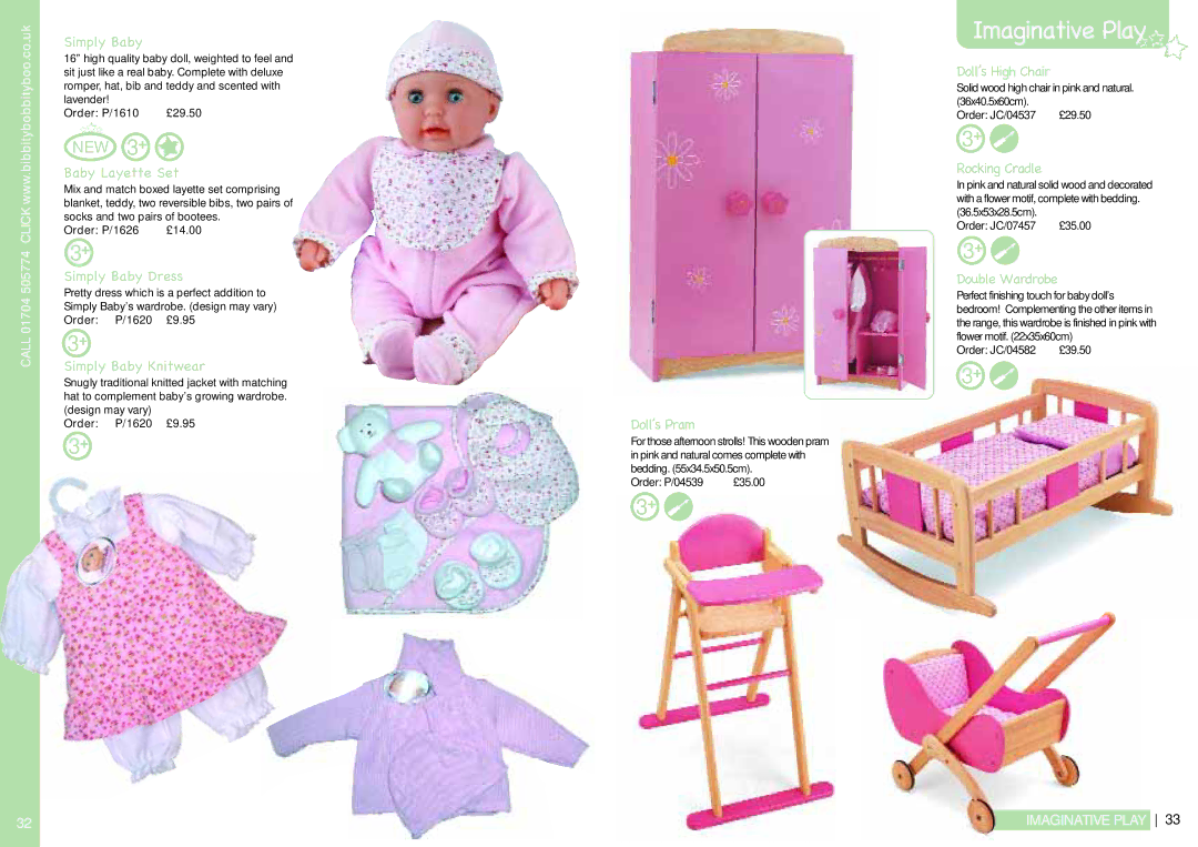 Canon BJ/VG045, BJ/BJ194 Baby Layette Set, Simply Baby Dress, Simply Baby Knitwear, Doll’s High Chair, Rocking Cradle 