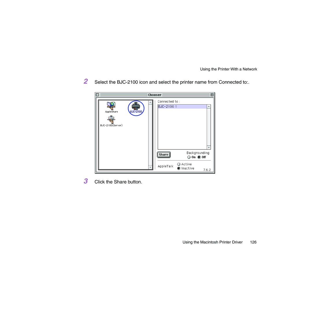 Canon BJC-2100 user manual Using the Macintosh Printer Driver 126 