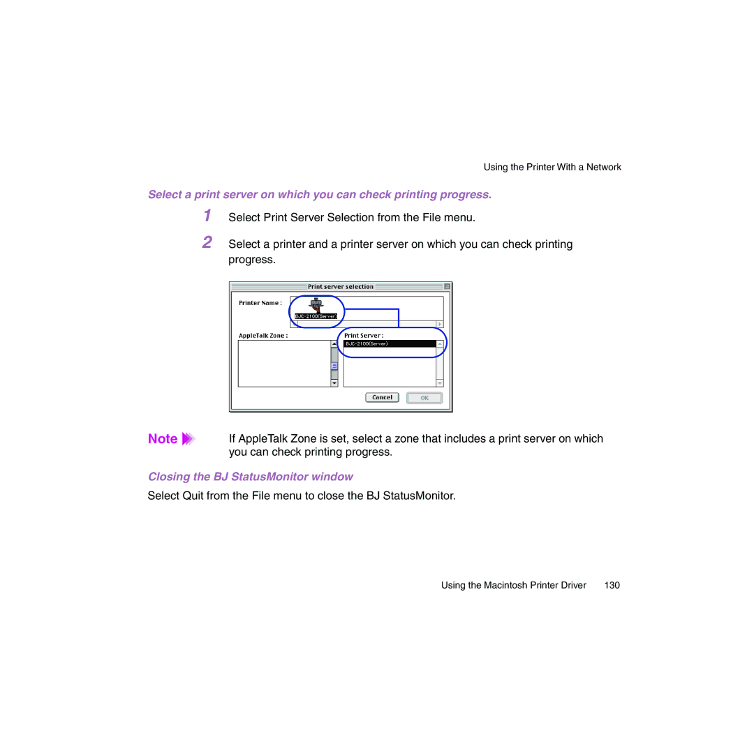 Canon BJC-2100 user manual Closing the BJ StatusMonitor window 