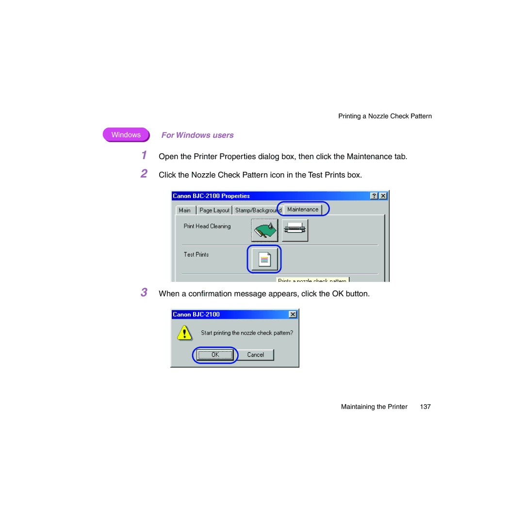 Canon BJC-2100 user manual For Windows users 