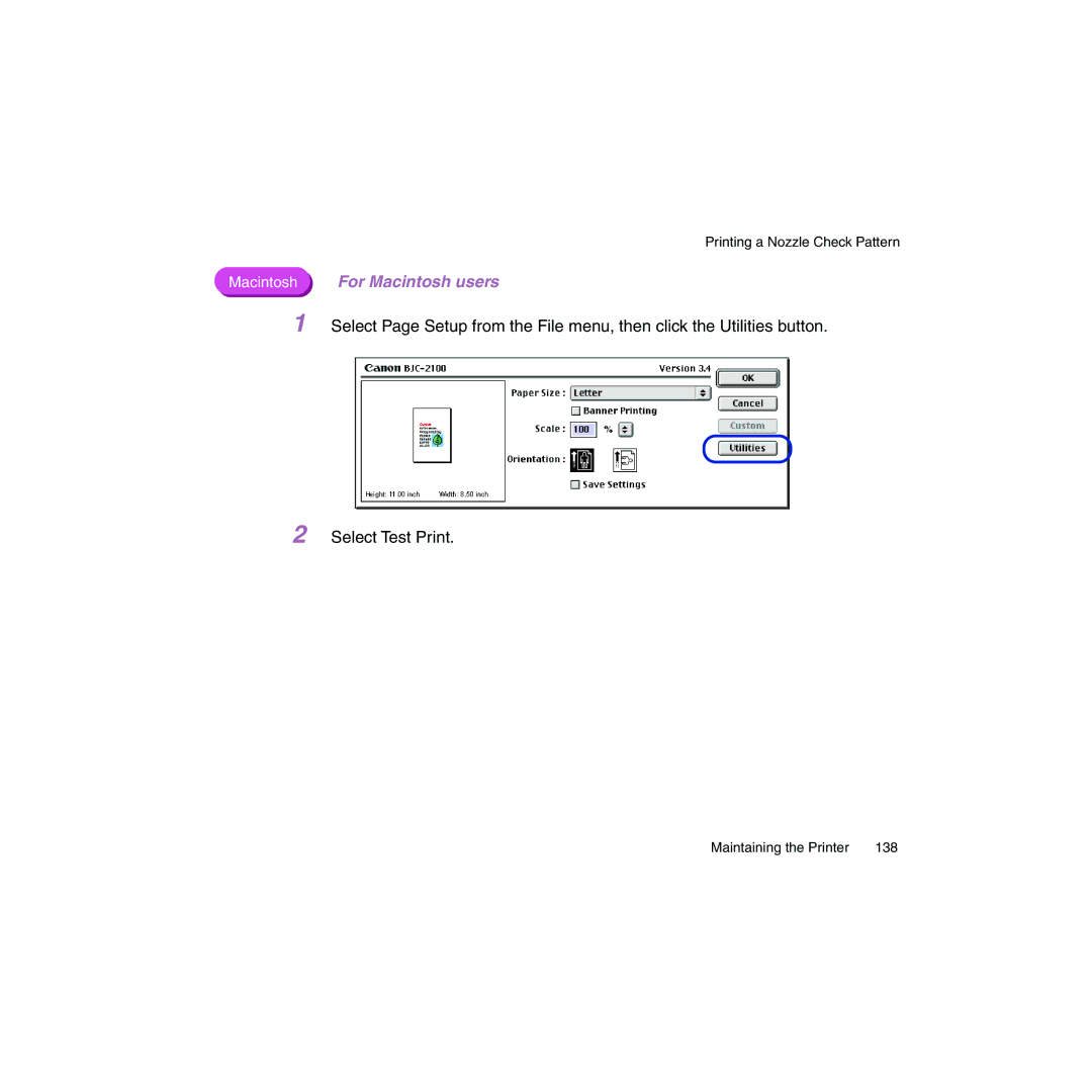 Canon BJC-2100 user manual Maintaining the Printer 138 