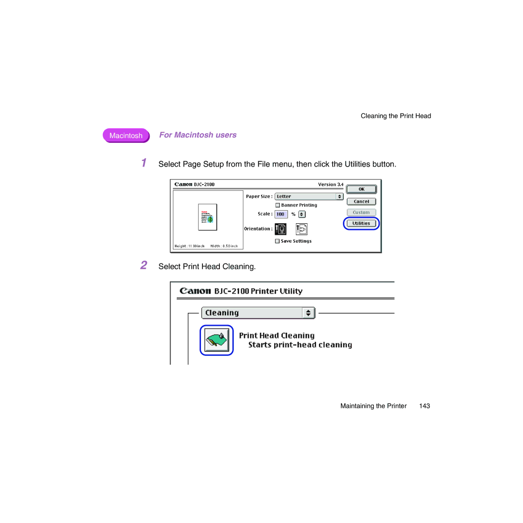 Canon BJC-2100 user manual Maintaining the Printer 143 