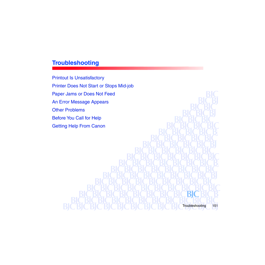 Canon BJC-2100 user manual Troubleshooting 