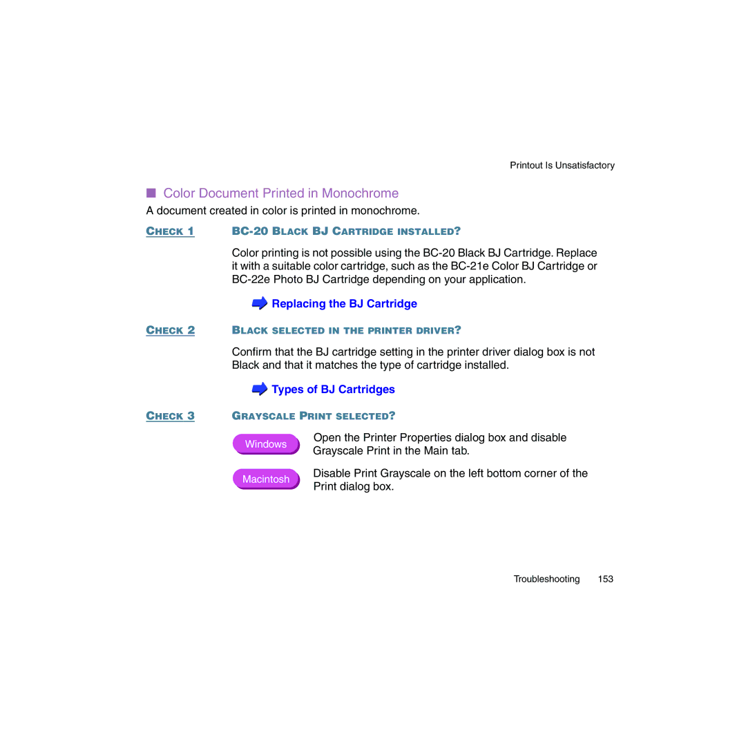 Canon BJC-2100 user manual Types of BJ Cartridges 