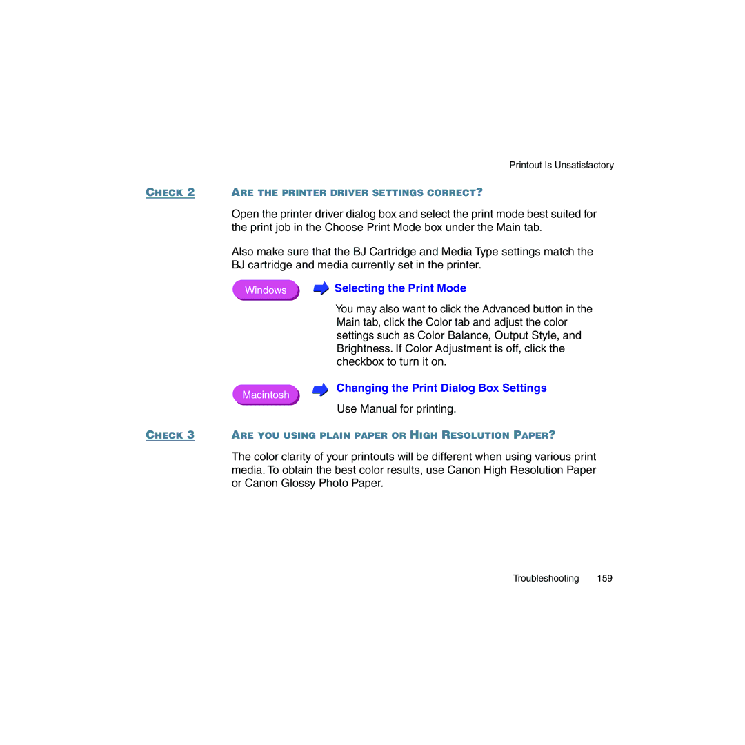 Canon BJC-2100 user manual Selecting the Print Mode 