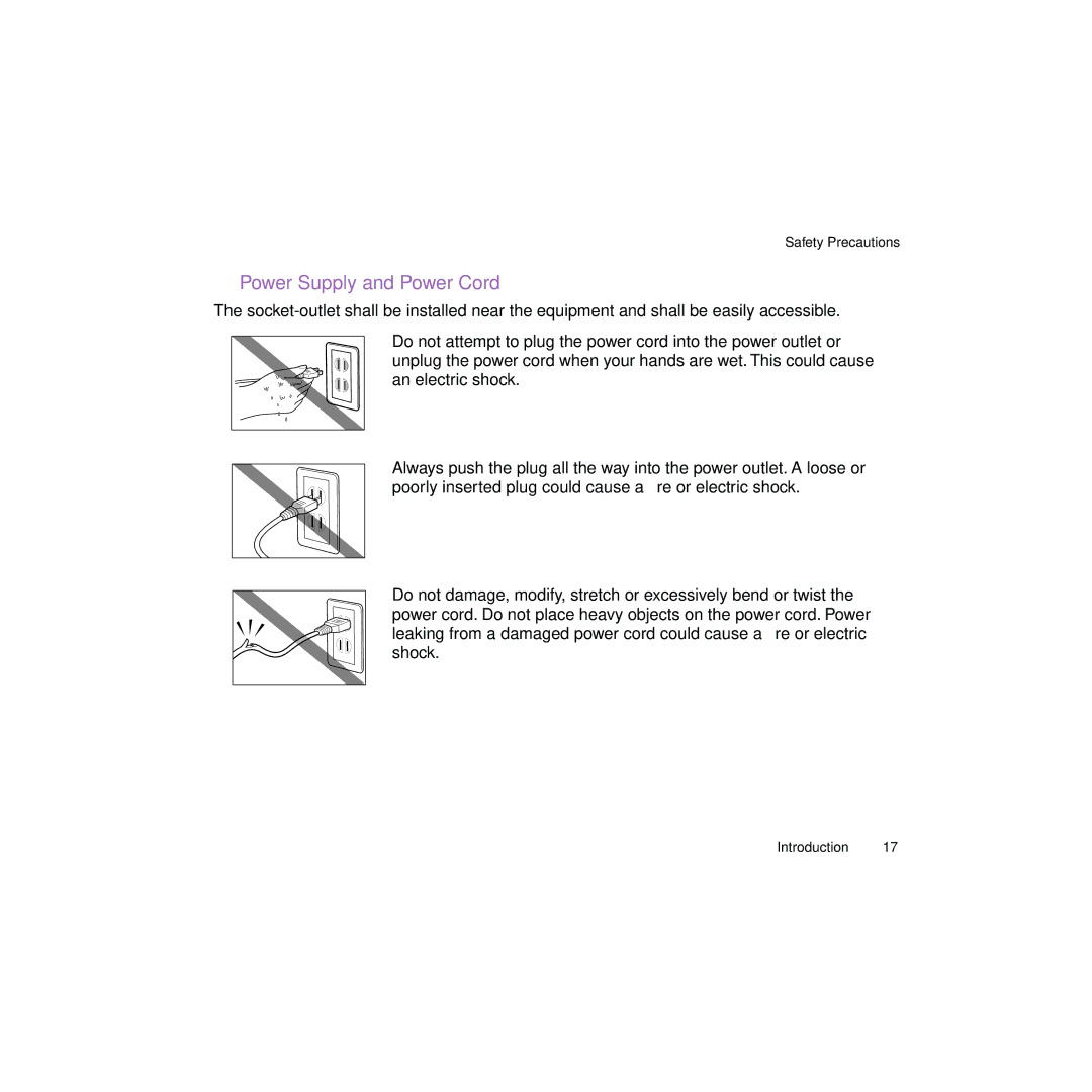 Canon BJC-2100 user manual Power Supply and Power Cord 