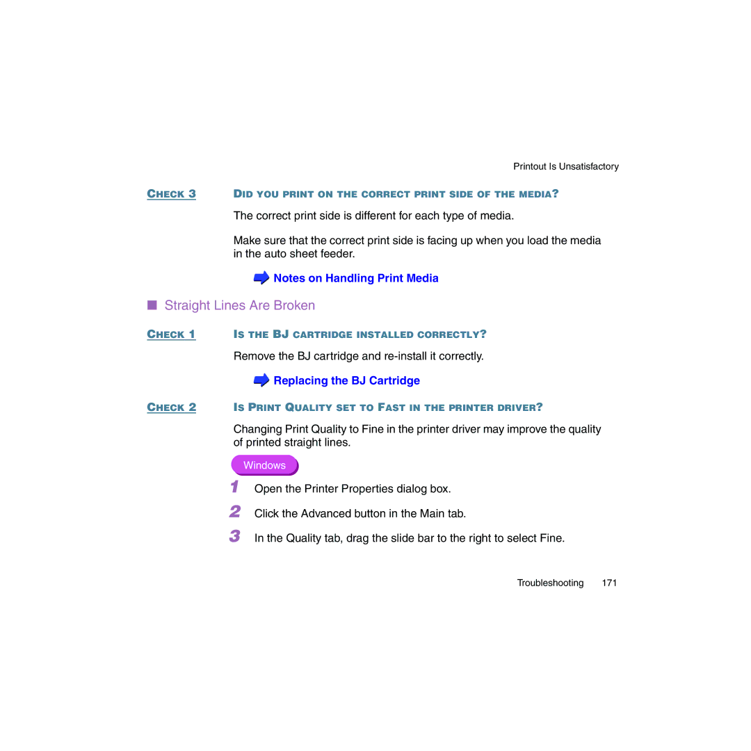 Canon BJC-2100 user manual Straight Lines Are Broken 