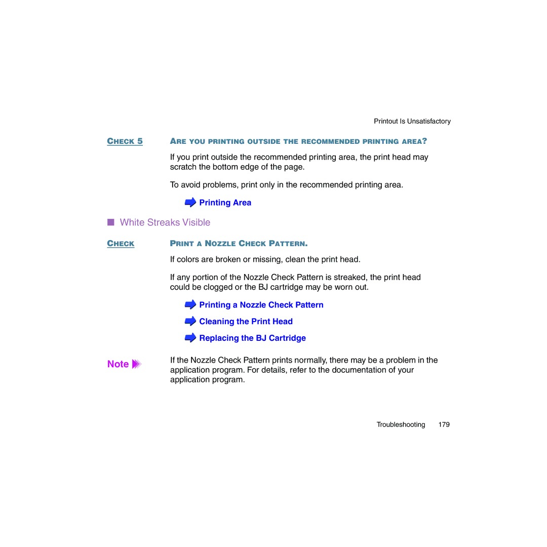 Canon BJC-2100 user manual White Streaks Visible 