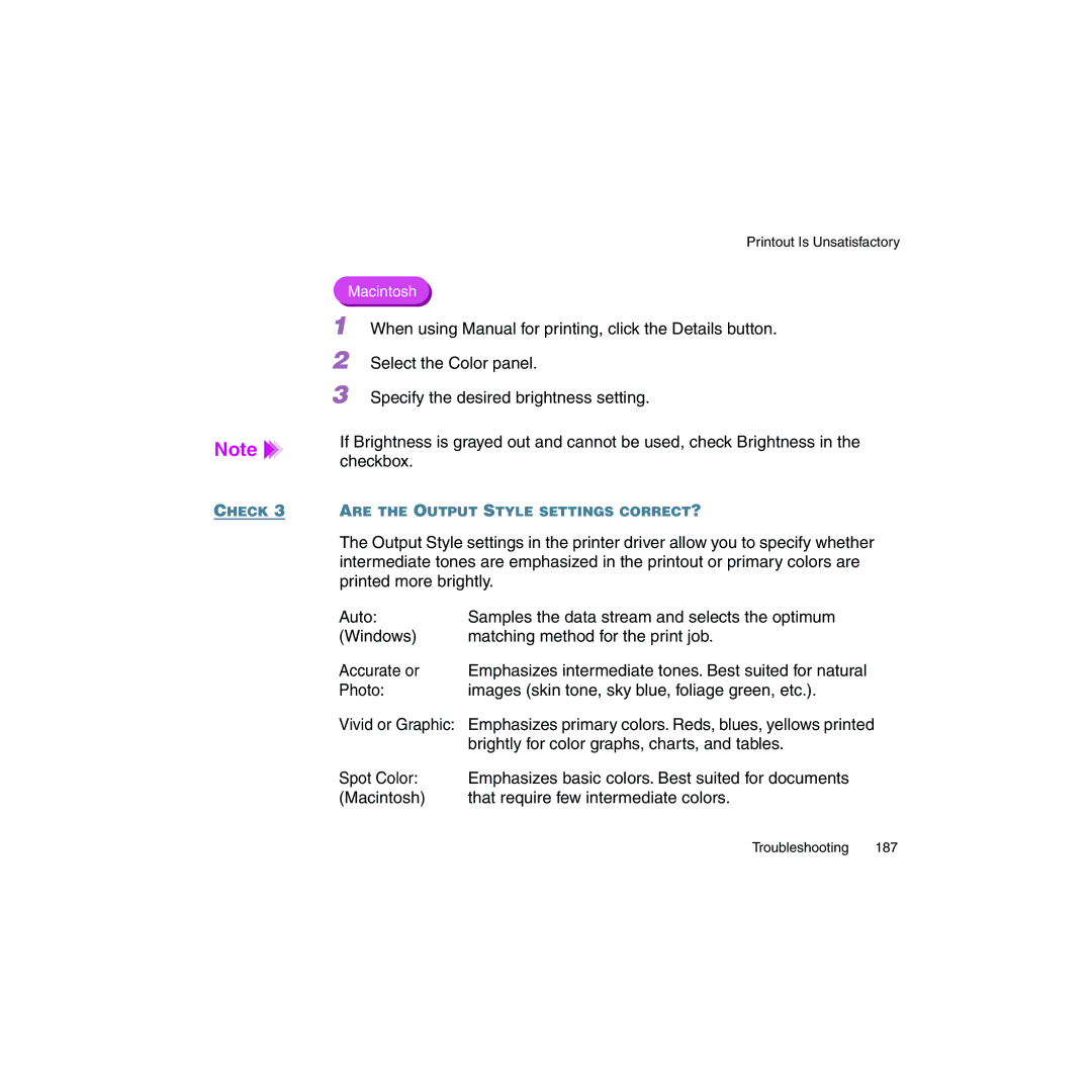 Canon BJC-2100 user manual Are the Output Style Settings CORRECT? 