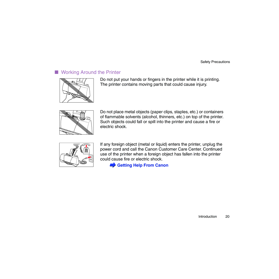 Canon BJC-2100 user manual Working Around the Printer 