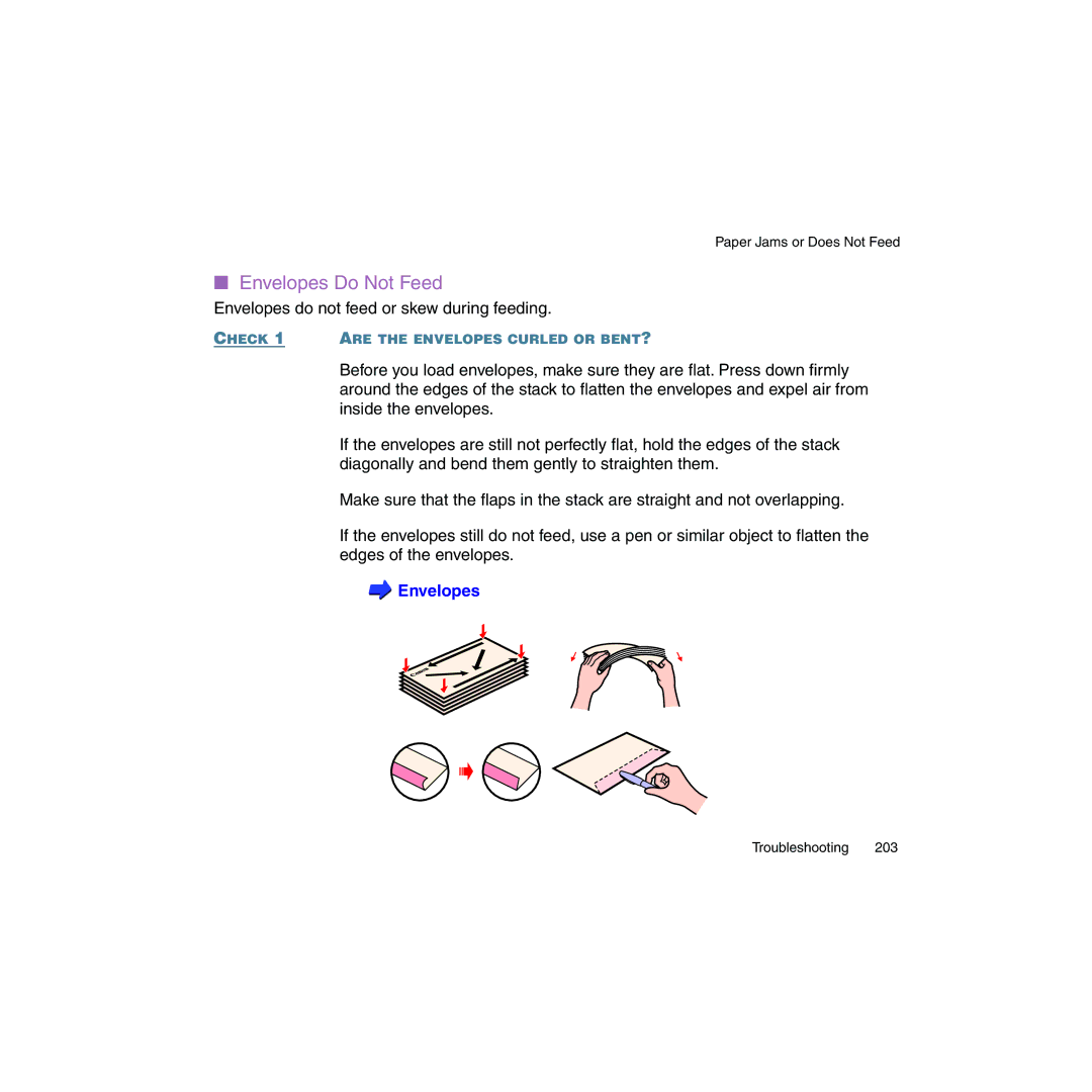 Canon BJC-2100 user manual Envelopes Do Not Feed 