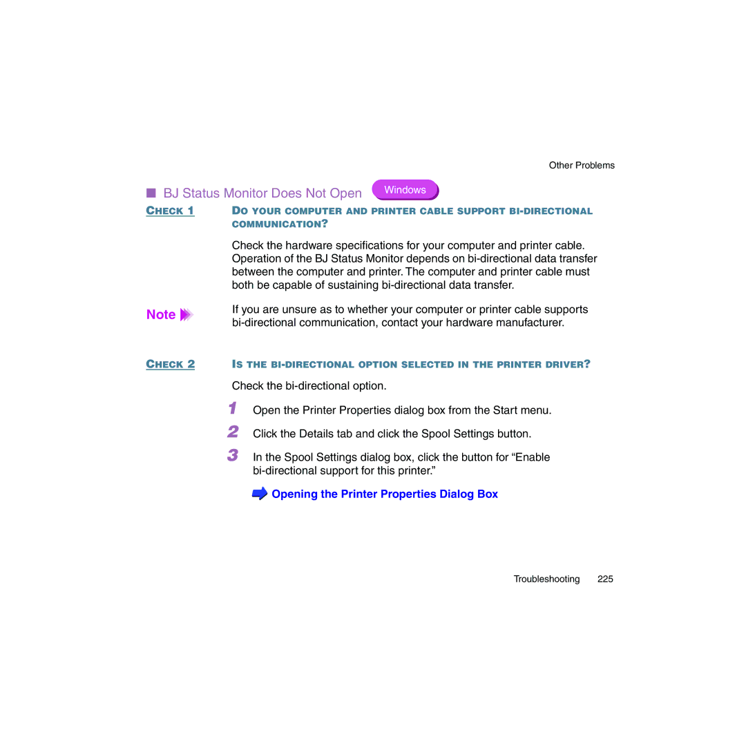 Canon BJC-2100 user manual BJ Status Monitor Does Not Open Windows 