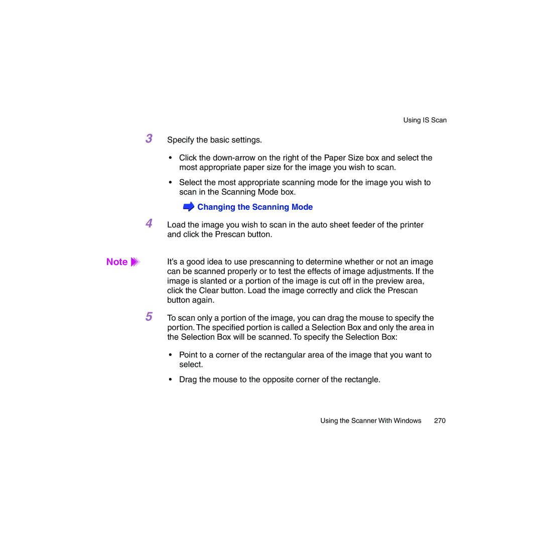 Canon BJC-2100 user manual Changing the Scanning Mode 