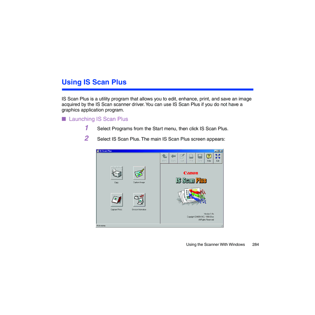 Canon BJC-2100 user manual Using is Scan Plus, Launching is Scan Plus 