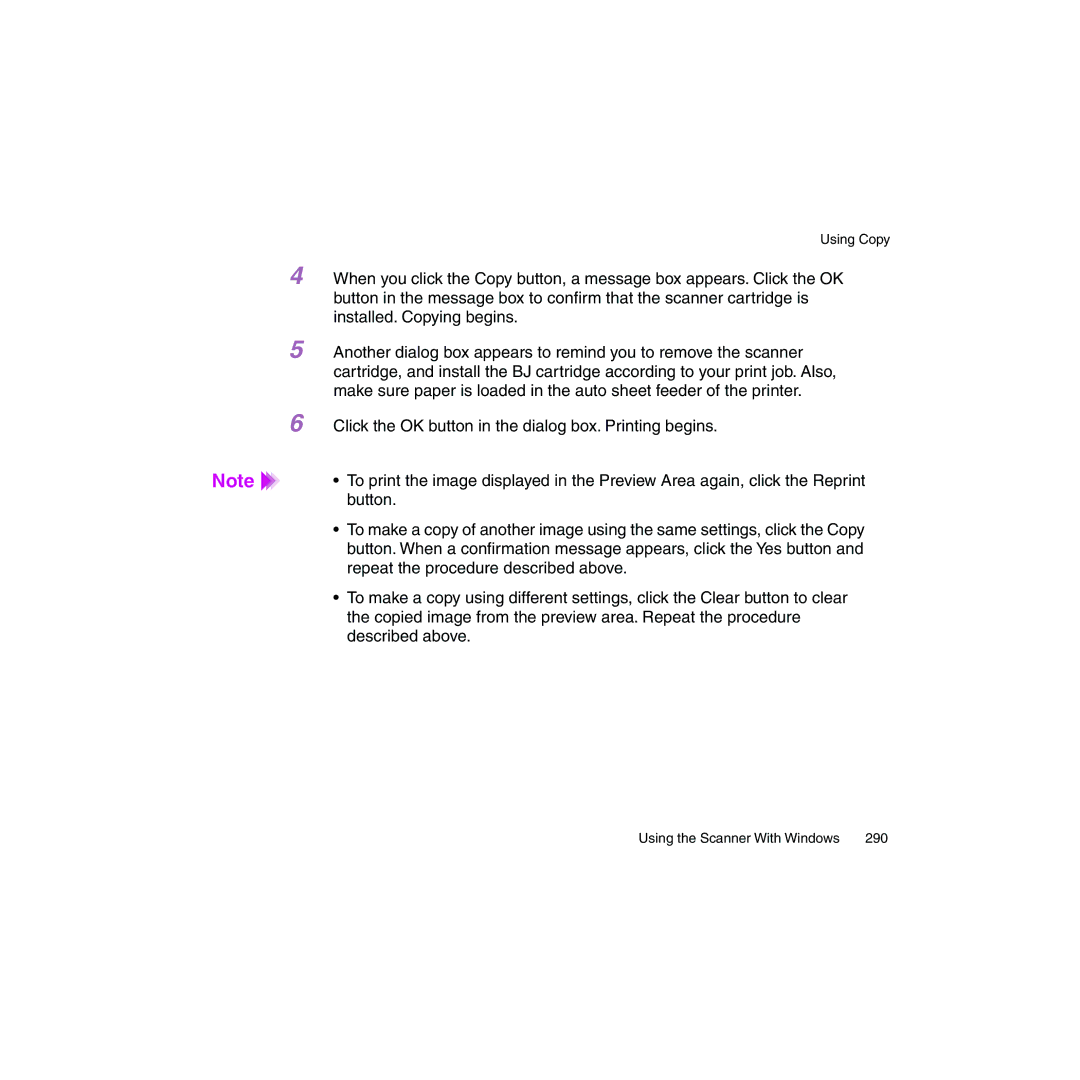 Canon BJC-2100 user manual Using the Scanner With Windows 290 