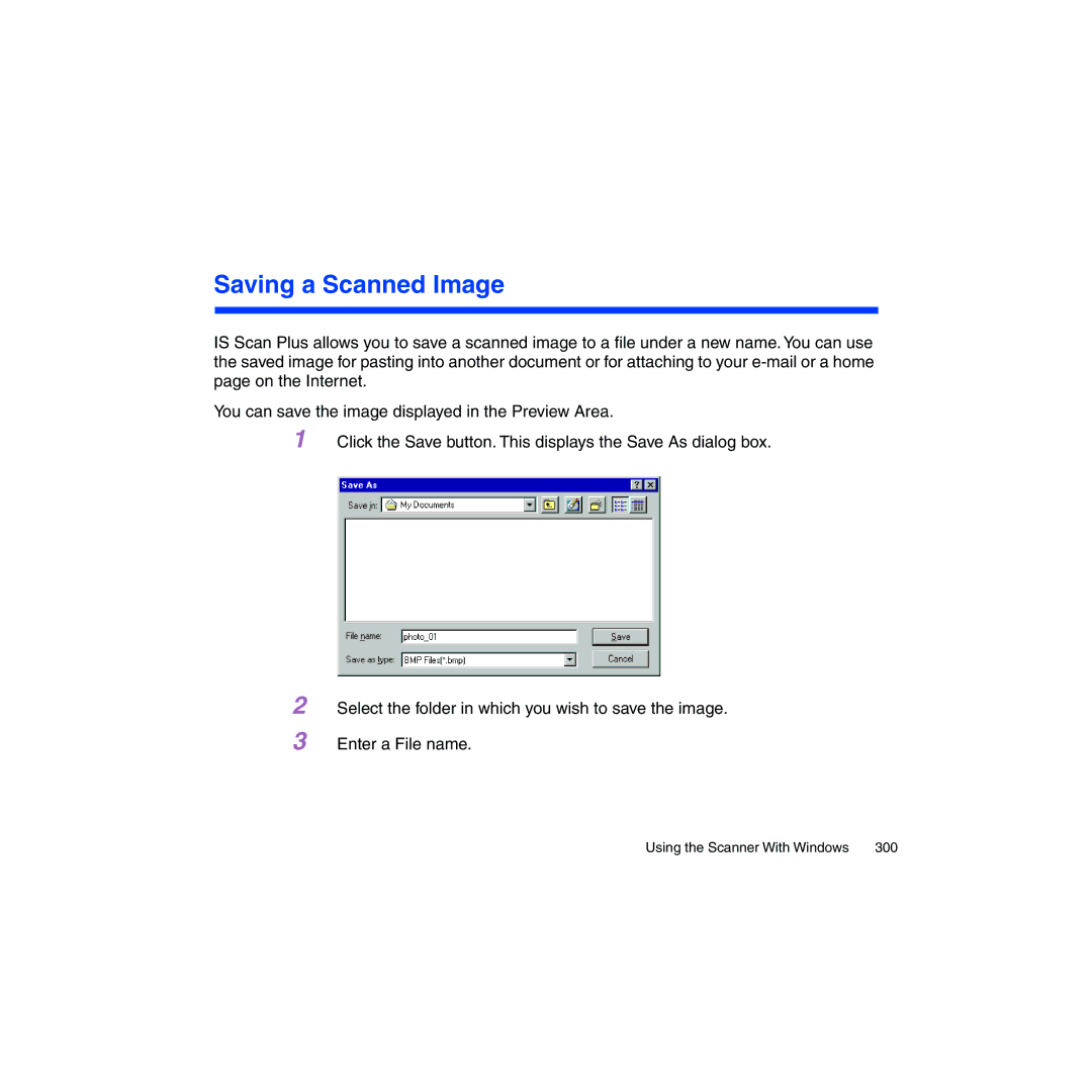 Canon BJC-2100 user manual Saving a Scanned Image 