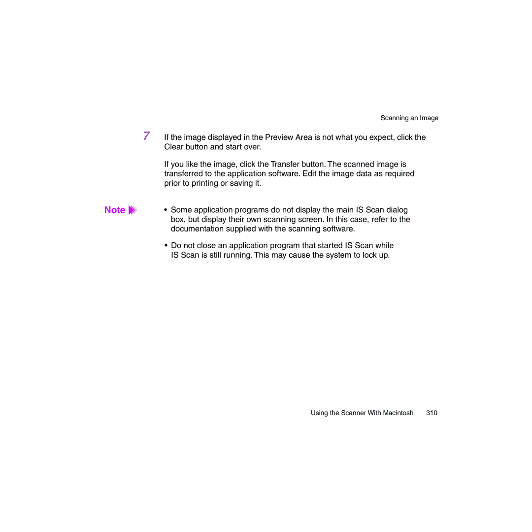 Canon BJC-2100 user manual Using the Scanner With Macintosh 310 