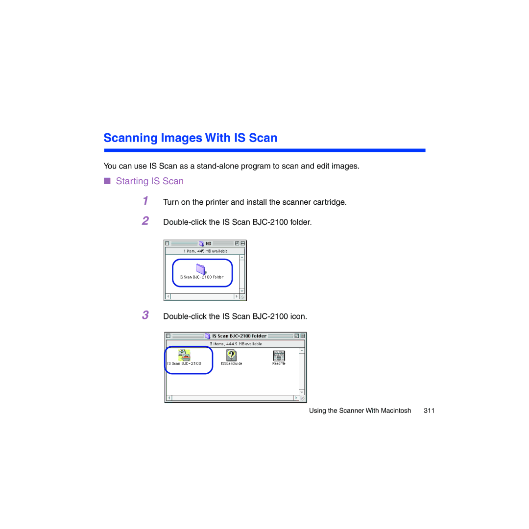 Canon BJC-2100 user manual Scanning Images With is Scan, Starting is Scan 