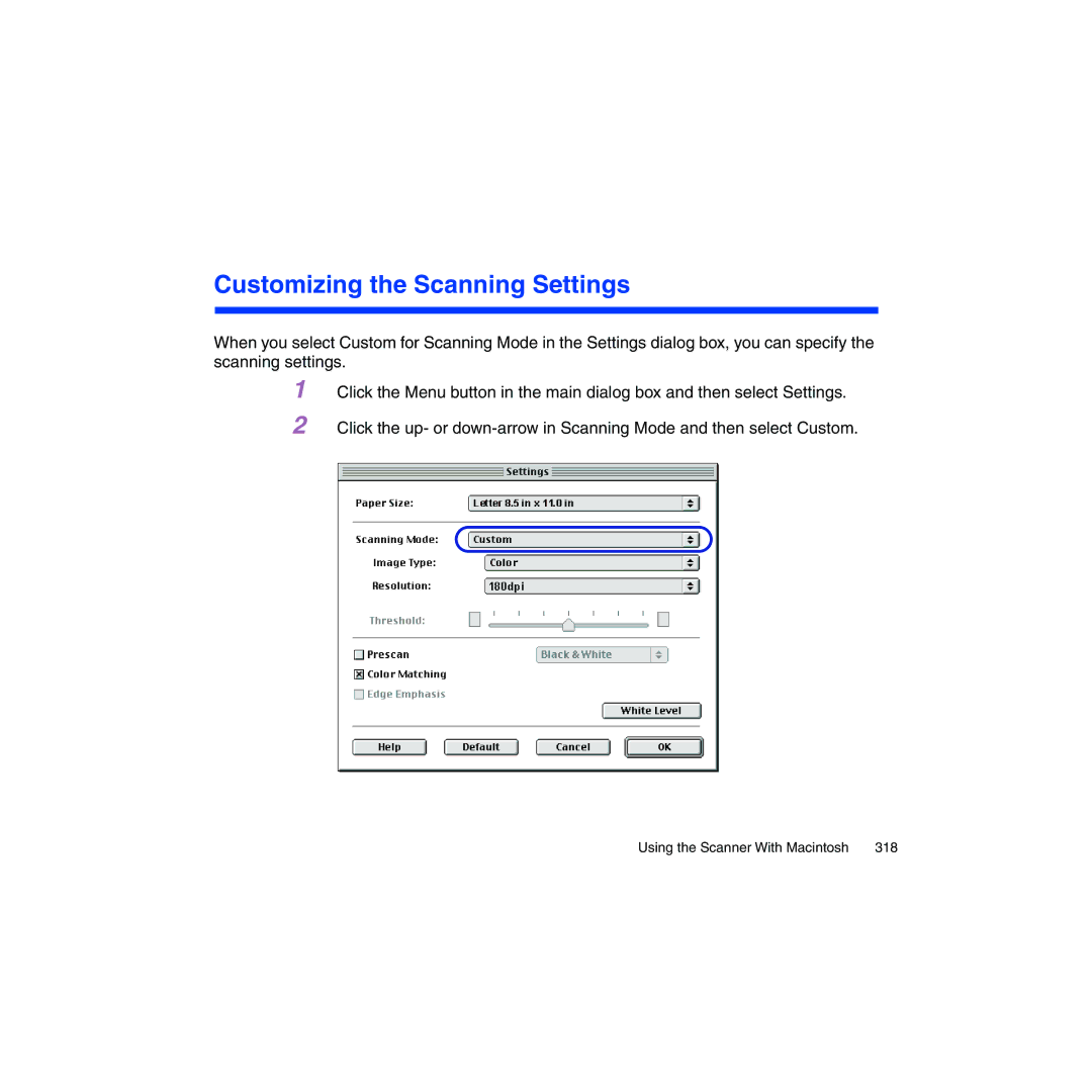 Canon BJC-2100 user manual Customizing the Scanning Settings 